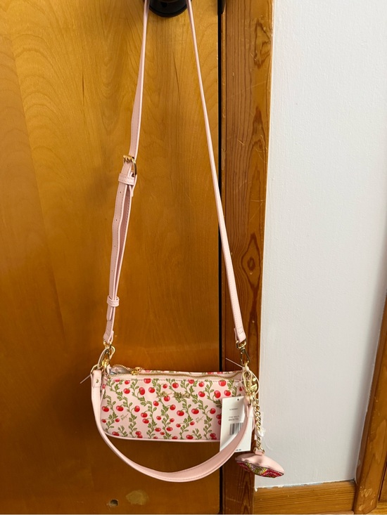 Betsey Johnson Handbags - NWT Betsy Johnson tomato print mini Crossbody with purse charm